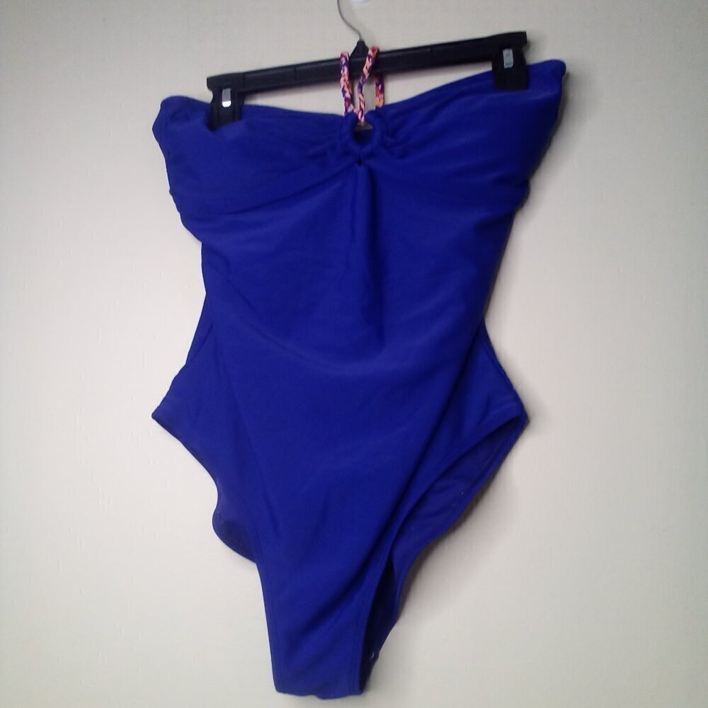 Old Navy Swimsuit Women L One Piece Tie Neck Padded Blue